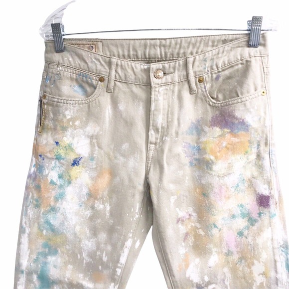 NEW POLO RALPH LAUREN WOMENS SIZE 27 MID RISE PAINTED ASTOR BOYFRIEND JEANS - Picture 4 of 10